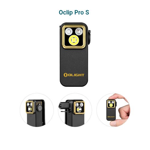 Olight Oclip Pro S csiptetős tölthető zseblámpa, fekete