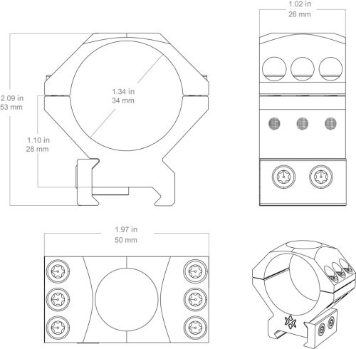 Vector Optics Picatinny szerelék 34mm, 28mm magas