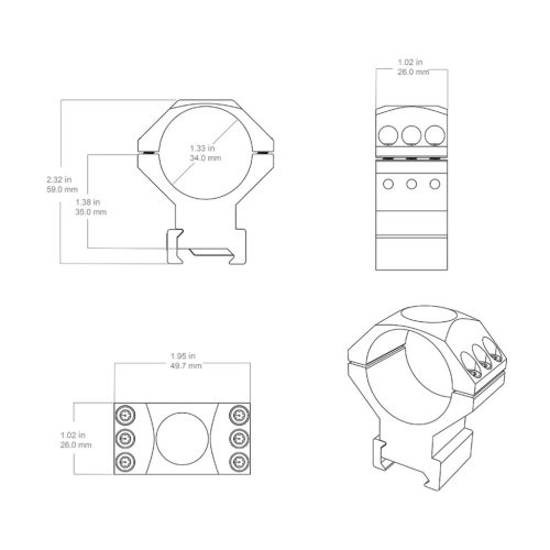 Vector Optics Picatinny szerelék 34mm, 35mm magas