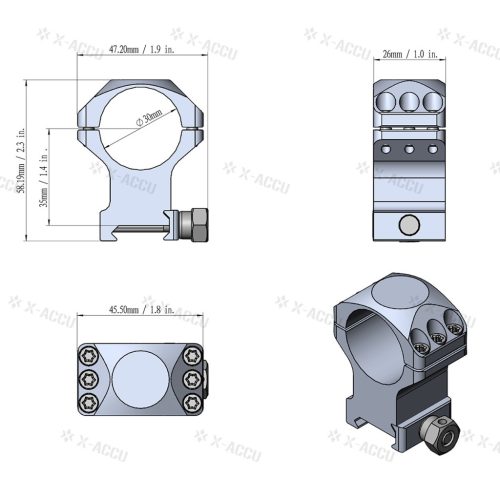 Vector Optics gyűrűs Picatinny szerelék 30mm, 32mm magas
